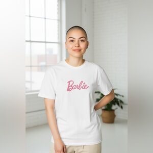 Medium- Shirt-White- Cotton Graphic Pink NWOT Barbie